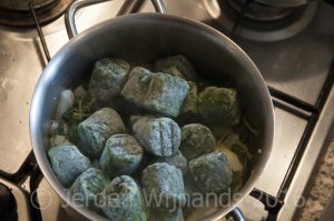 Adding frozen spinach to homemade fish food